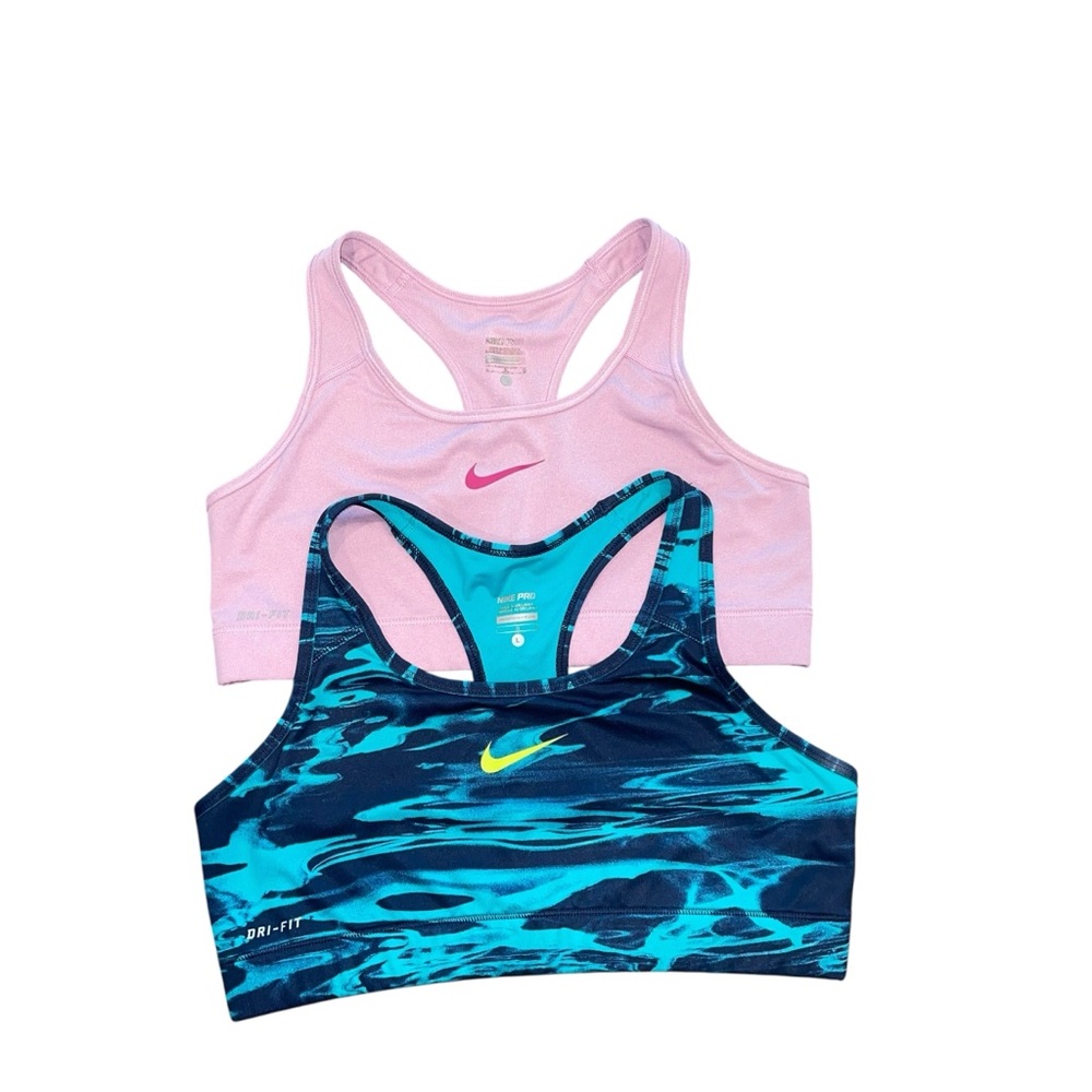 Nike Pink and Blue Sports Bra Duo